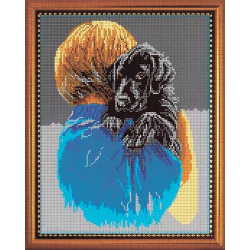 'Неразлучные друзья' 24x30см набор на атласе для вышивания чешским бисером 'Вышивочка' в коробке ВЛ-041П