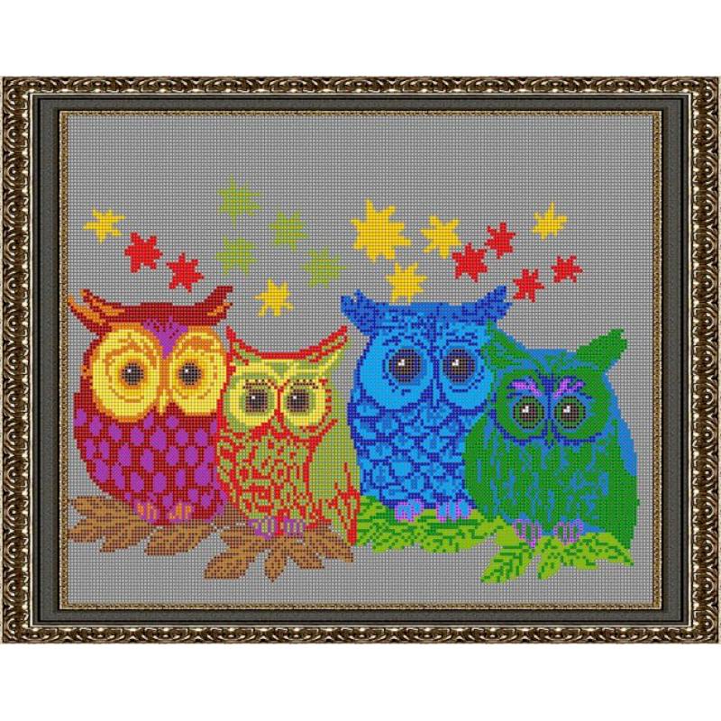 «Светлица» набор для вышивания бисером №567П «Совушки» бисер Чехия 38x30см