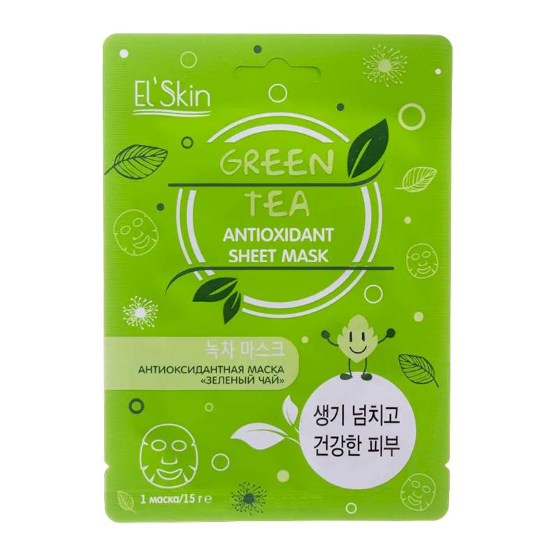 El`Skin Антиоксидантная тканевая маска Зеленый чай, 15 г