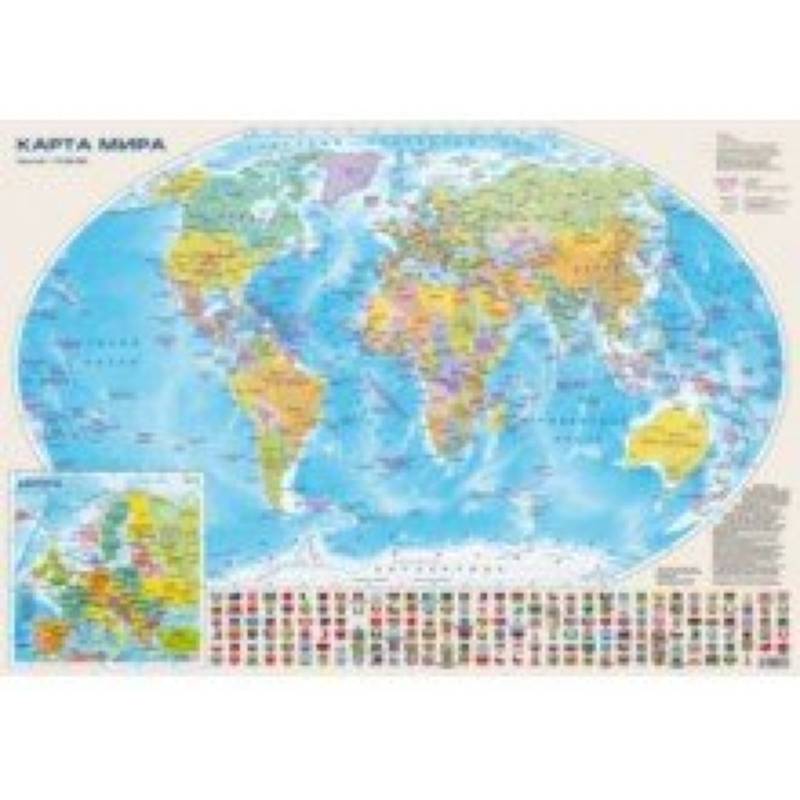 Настольная карта 'Мир и Россия', двусторонняя