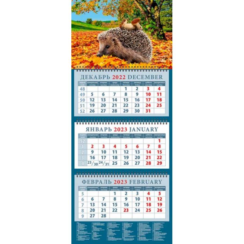 Календарь Ежик с грибами, на 2023 год