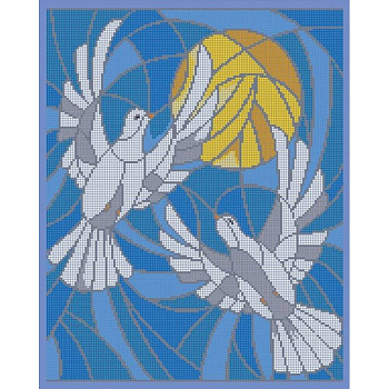 'Витражные голуби' 30x38см набор для вышивания чешским бисером 'Вышивочка' ВЛ-218П