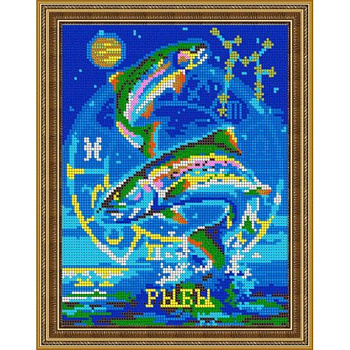 «Светлица» набор для вышивания бисером №481П «Рыбы» бисер Чехия 19x24 см